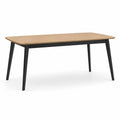 Stół jadalniany prostokątny 140x80x75 cm blat MDF dekor dąb naturalny nogi stalowe czarne