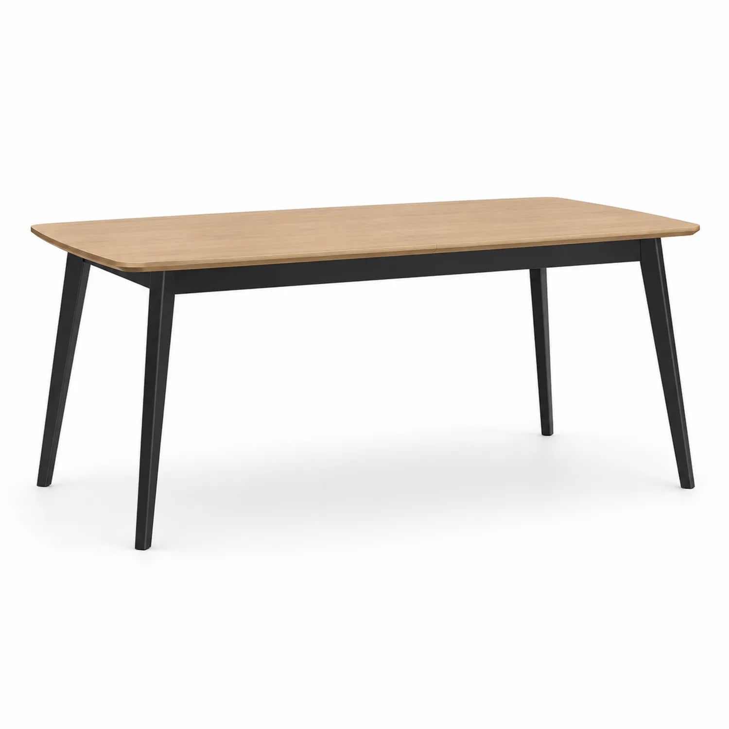 Stół jadalniany prostokątny 140x80x75 cm blat MDF dekor dąb naturalny nogi stalowe czarne