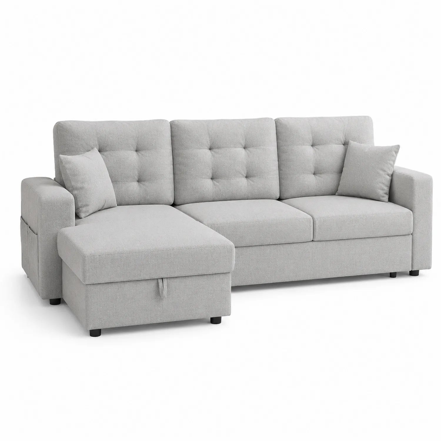 Sofa narożna z szezlongiem 240x160x85 cm szara tkanina
