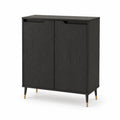 Kredens do jadalni MDF czarny 110 cm 40 cm 80 cm metalowe nogi złote dwudrzwiowy