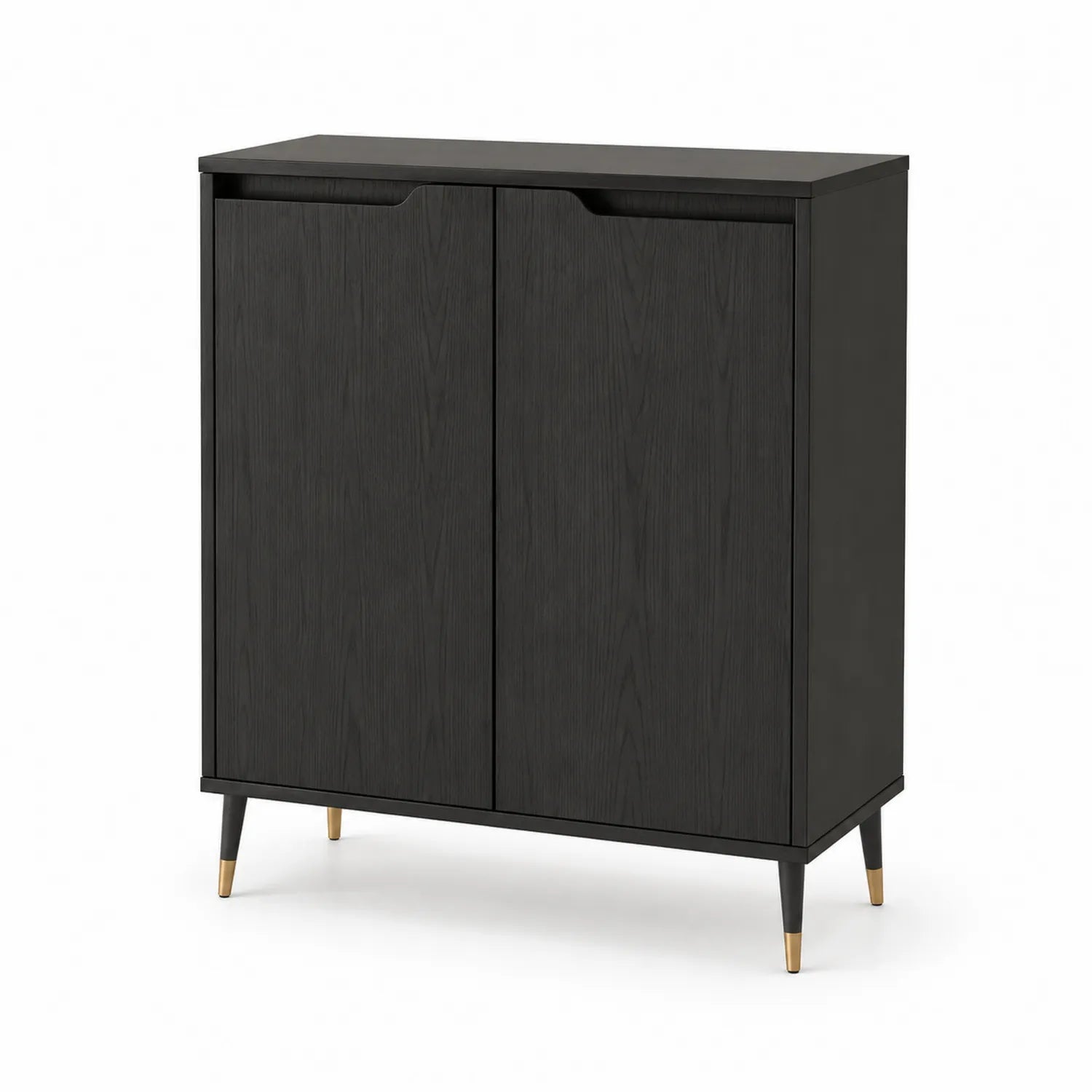 Kredens do jadalni MDF czarny 110 cm 40 cm 80 cm metalowe nogi złote dwudrzwiowy