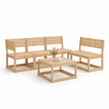 Zestaw mebli ogrodowych sofa 3 osobowa 2 fotele i stolik kawowy lite drewno naturalne nowoczesny bez poduszek