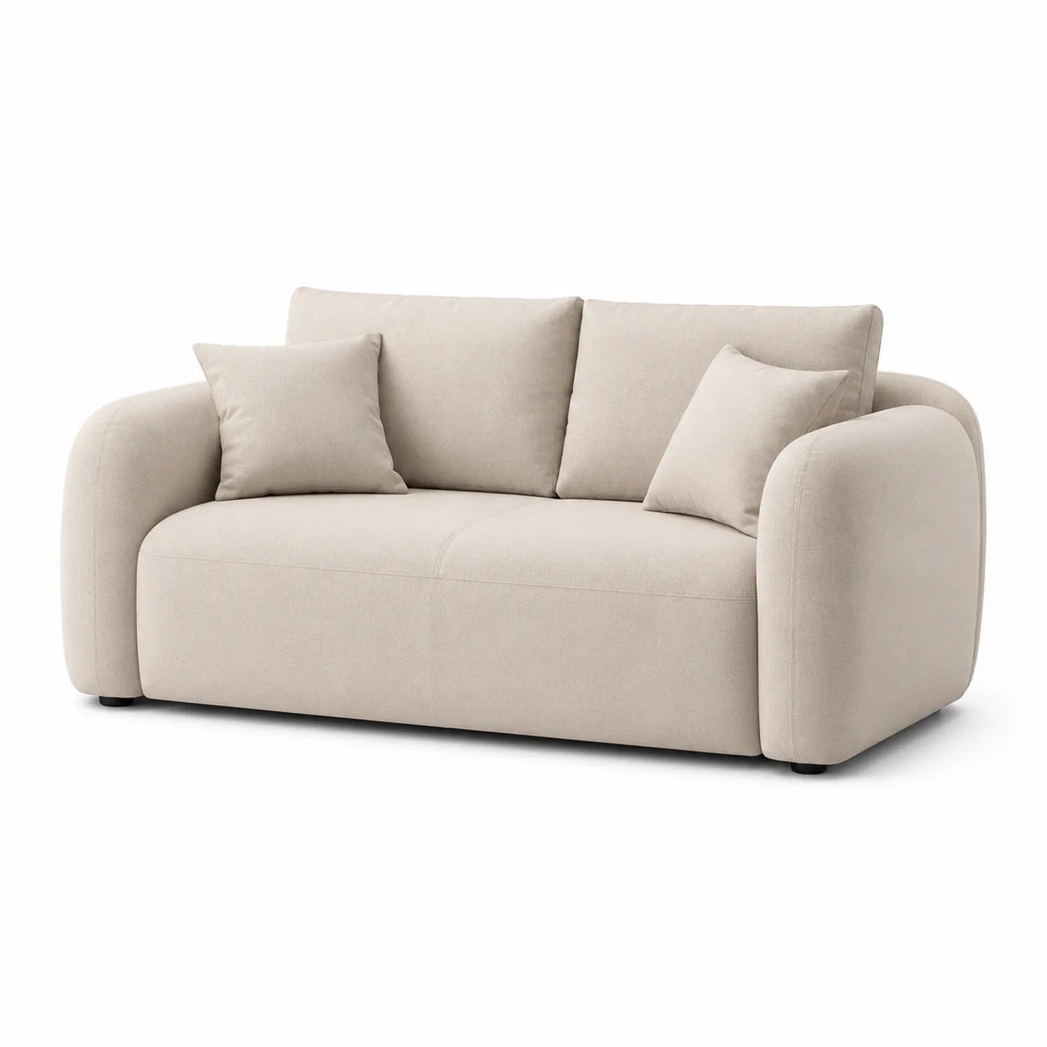 Sofa 2 osobowa beżowa tkanina poliestrowa 160x85x80 cm prosta rama tapicerowana