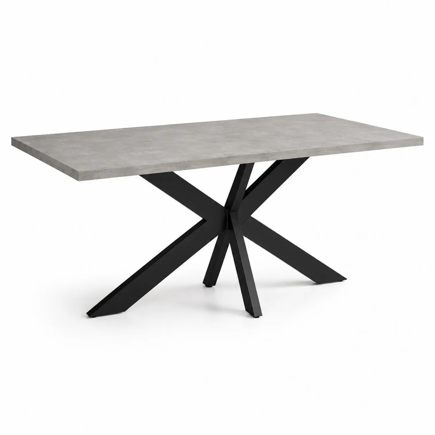 Stół do jadalni 180 x 90 x 75 cm blat MDF efekt kamienia czarny metalowy stelaż krzyżowy X szary