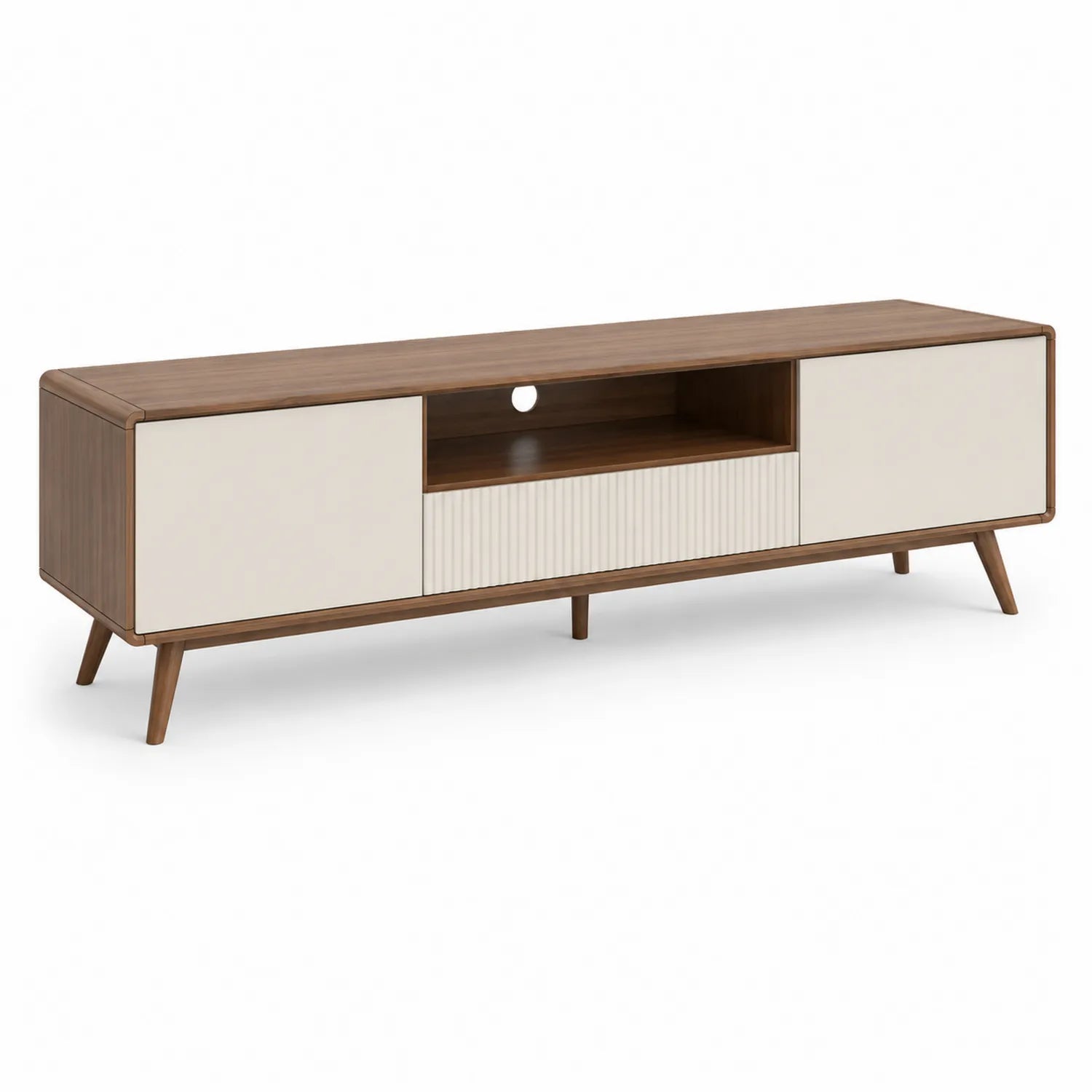 Szafka RTV 160x40x45 cm MDF orzechowa kremowa