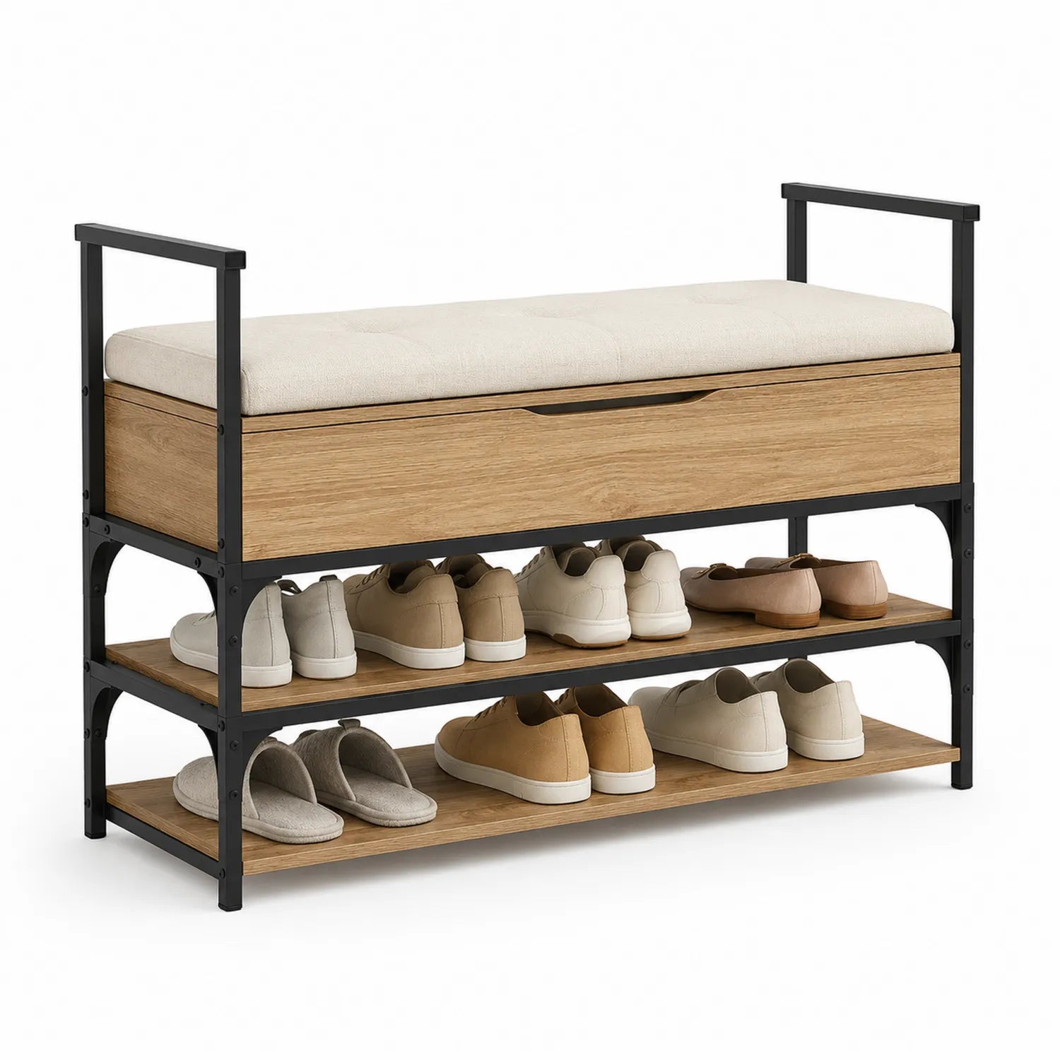 Szafka na buty z siedziskiem 100x35x90 cm MDF dąb czarny