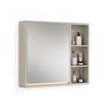 Szafka łazienkowa z lustrem LED 80x15x70 cm beżowa MDF