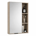 Szafka łazienkowa z lustrem 60 x 70 x 16 cm MDF laminowany dąb naturalny ścienna z bocznymi półkami otwartymi