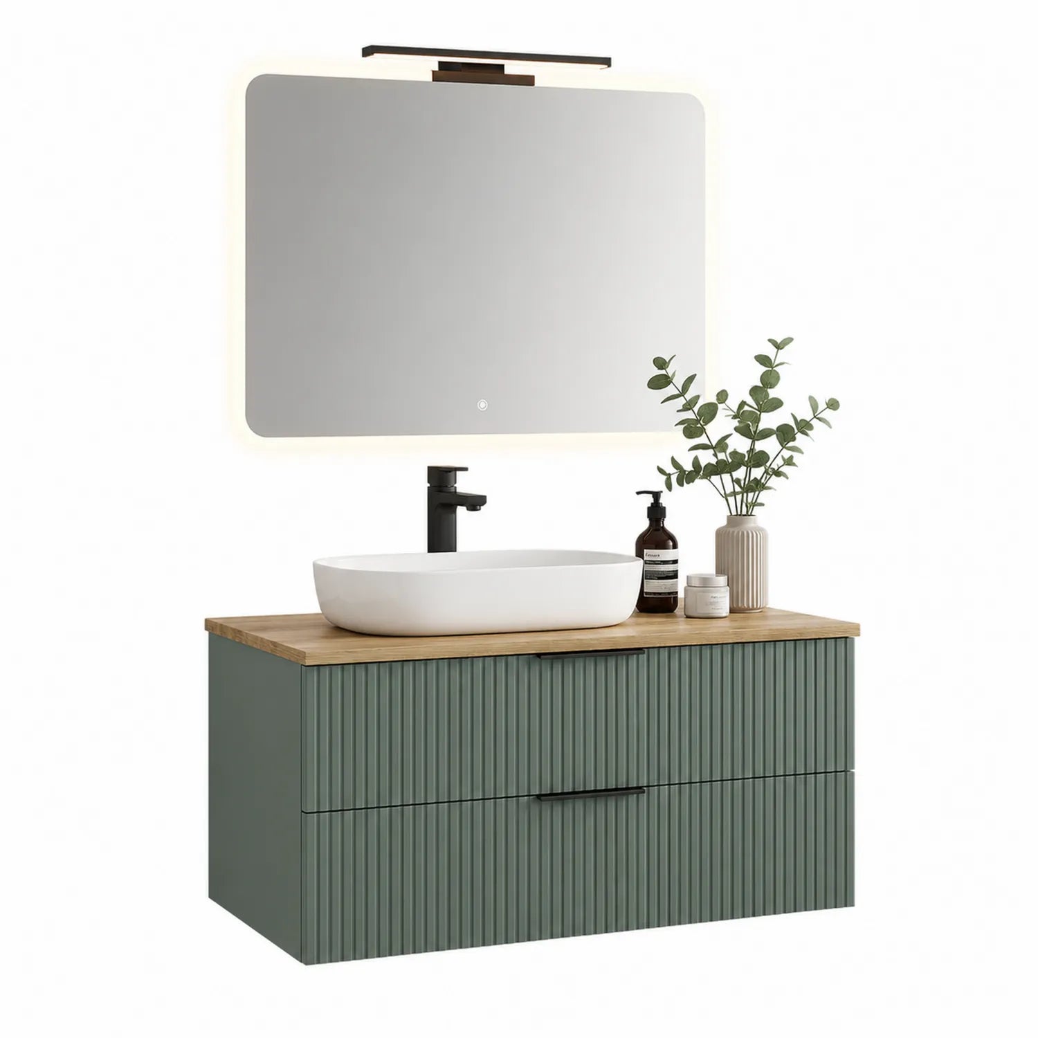 Szafka pod umywalkę 80x45x55 cm MDF zielona z umywalką
