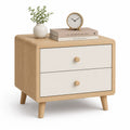Szafka nocna 45x40x55 cm MDF jasne drewno beżowa 2 szuflady drewniane nogi