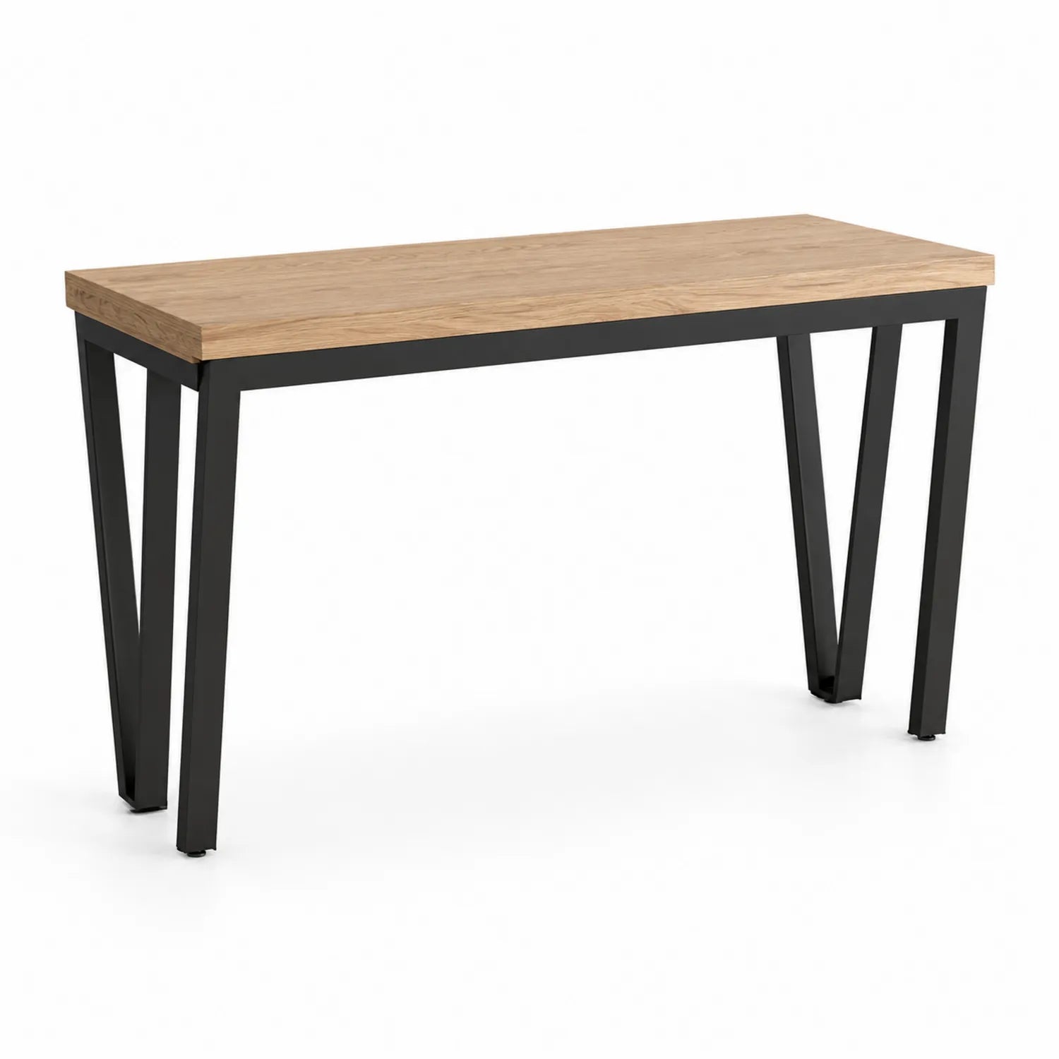 Stół do jadalni prostokątny 140 x 80 x 75 cm blat MDF laminowany dekor drewna nogi metalowe czarne styl nowoczesny