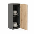 Szafka kuchenna stojąca 40x40x120 cm szara MDF front dąb naturalny 1 drzwi z półkami