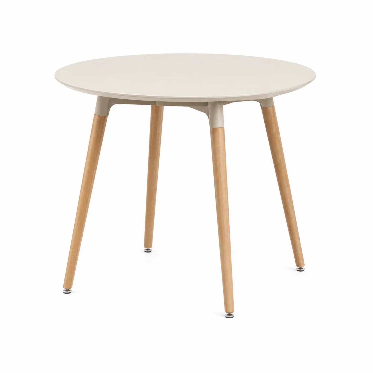 Stół jadalniany okrągły średnica 80 cm wysokość 75 cm MDF drewno bukowe biały naturalny