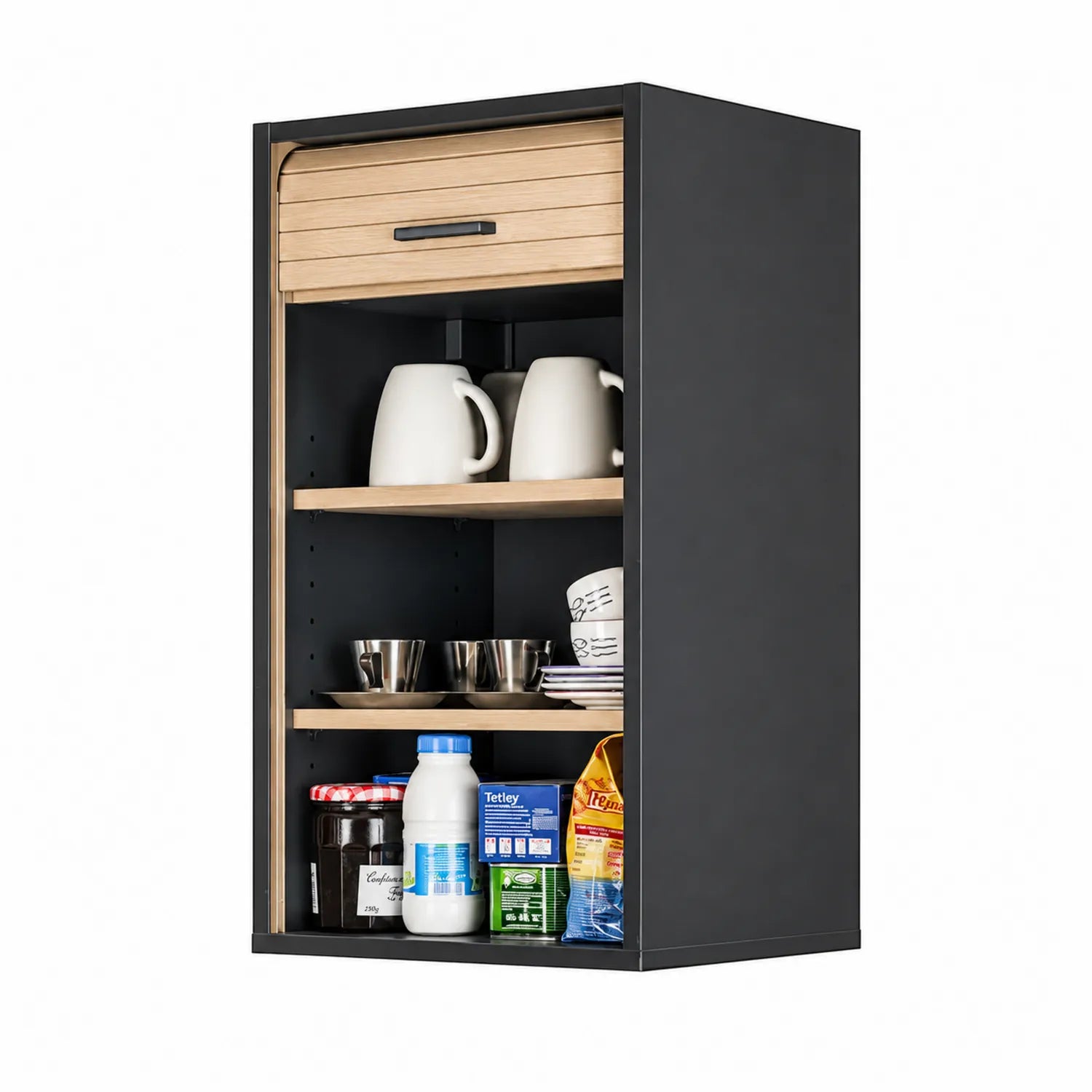 Szafka kuchenna stojąca 60x30x120 cm czarna dąb naturalny MDF z szufladą i półkami