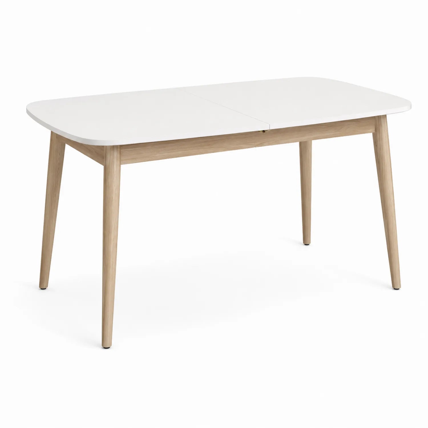 Stół jadalniany rozkładany 120–160x80x75 cm blat biały MDF nogi drewniane dąb naturalny