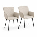Krzesła do jadalni zestaw 2 sztuki 48 x 56 x 85 cm tapicerowane z podłokietnikami tkanina poliestrowa beżowy czarny