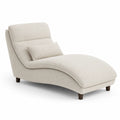 Szezlong 165 cm tkanina bouclé kremowy lite drewno 165x70x85 cm