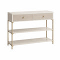 Konsola do przedpokoju 100 cm MDF beżowa złote metalowe nogi 2 szuflady 2 półki 100x35x80 cm
